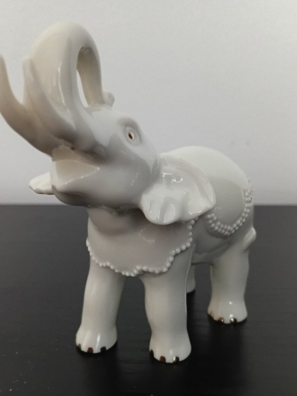 Lenox Porcelain Elephant Figurine With 24Kt Gold And Little Marble/Onyx Elephant